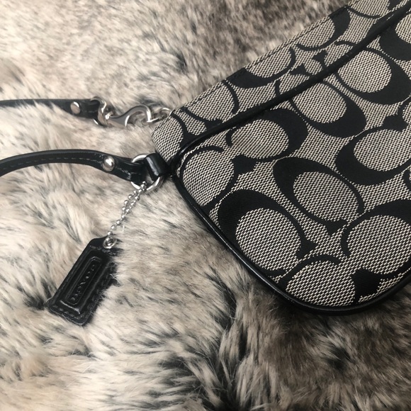 Coach Black Stitched Logo Wristlet - Picture 2 of 8